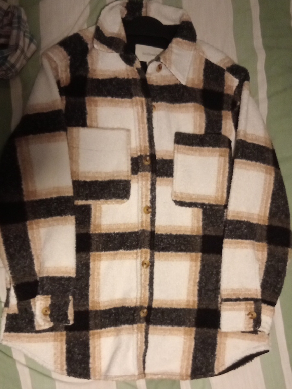 BRAND NEW Plaid Shacket Jacket - Cream, Black & Tan